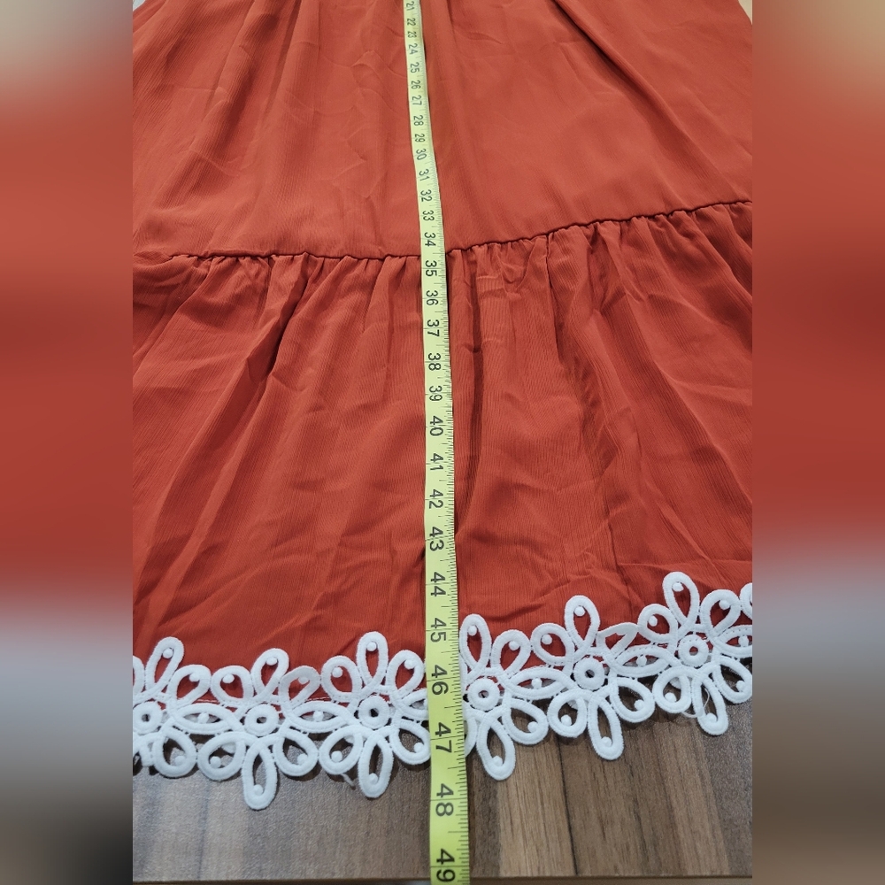 Fashion Women's Spaghetti Straps Maxi/ Midi Brick Red A-line Dress Size XL Boho - Picture 7 of 10